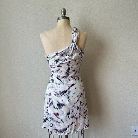 NWT IRO Kevals Printed One-Shoulder Mini Dress in Beige Multicolor - Picture 8 of 15